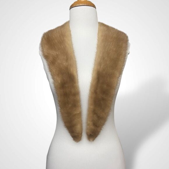 Light Brown Genuine Mink Fur Jacket Coat Collar Stole Wrap Scarf 45x4" Lined - Picture 1 of 10